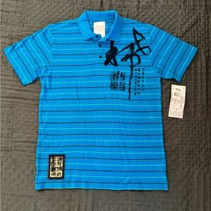 Vintage 90s Blue Striped Men's Polo Shirt